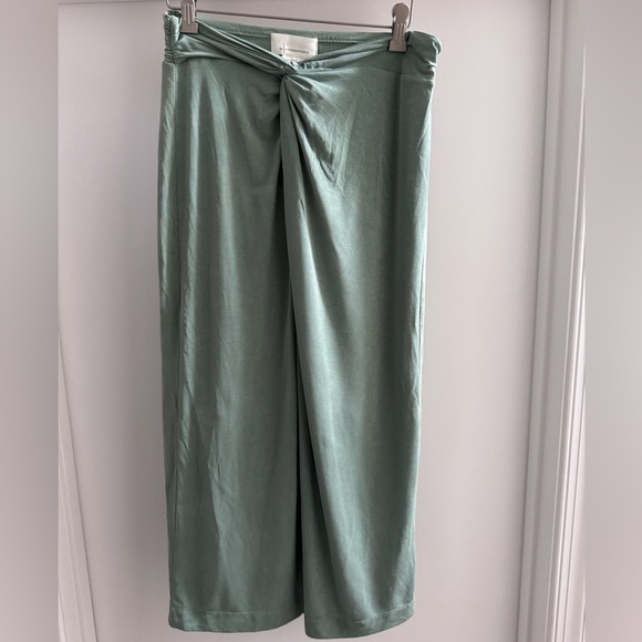Anthropologie Soft Green Draped Midi Skirt - Picture 2 of 2